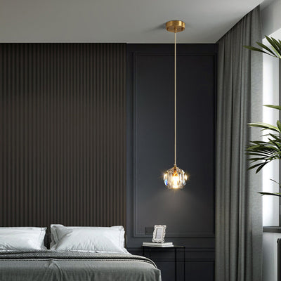 Lustre suspendu moderne de luxe en cristal et fer à 1 lumière pour salon 