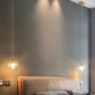 Lustre suspendu moderne de luxe en cristal et fer à 1 lumière pour salon 