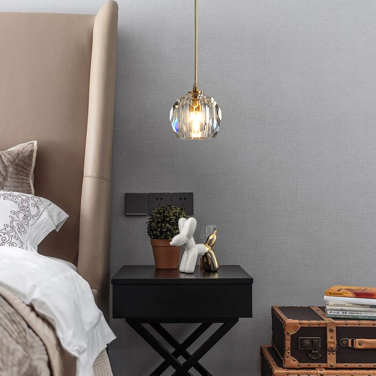 Lustre suspendu moderne de luxe en cristal et fer à 1 lumière pour salon 