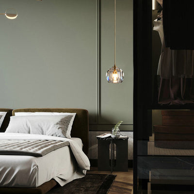 Lustre suspendu moderne de luxe en cristal et fer à 1 lumière pour salon 