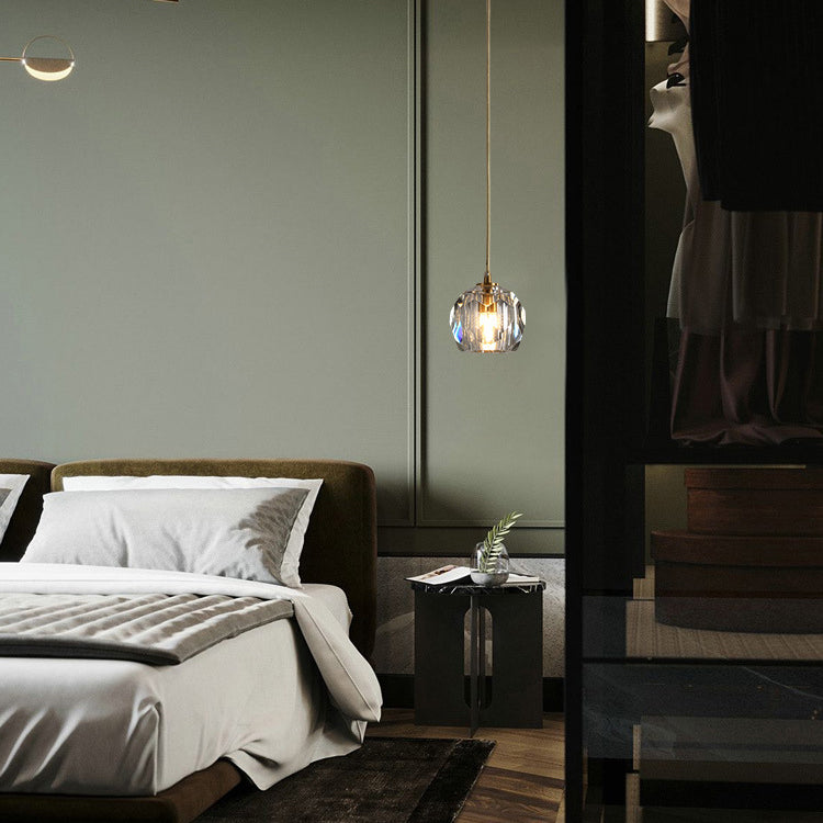 Lustre suspendu moderne de luxe en cristal et fer à 1 lumière pour salon 