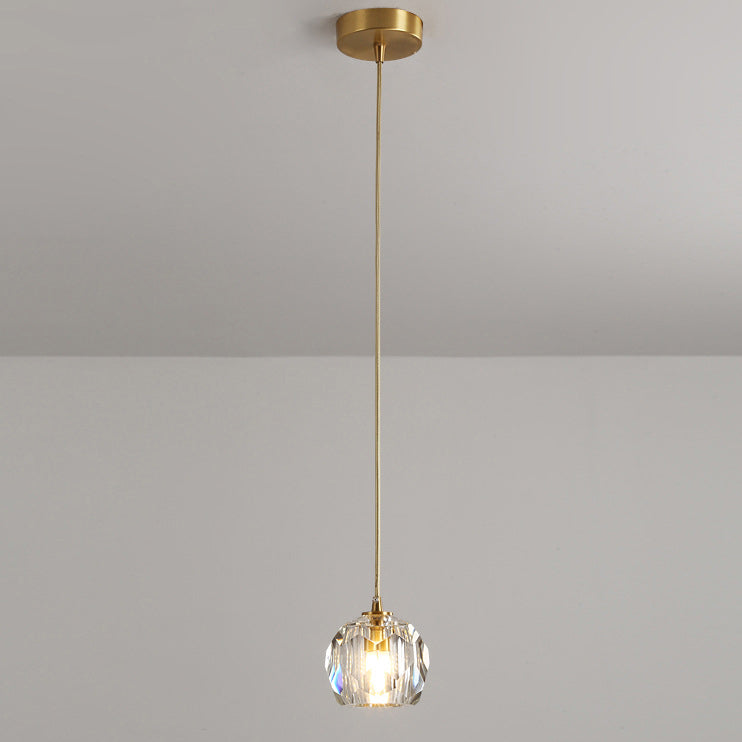 Lustre suspendu moderne de luxe en cristal et fer à 1 lumière pour salon 
