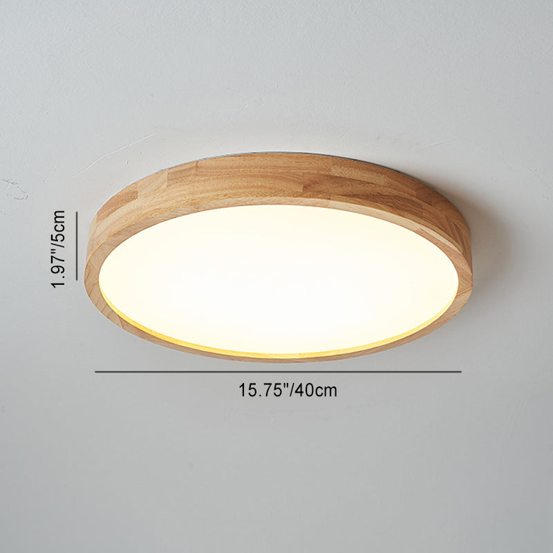 Moderne minimalistische runde LED-Deckenleuchte aus Acryl und Massivholz für das Schlafzimmer 