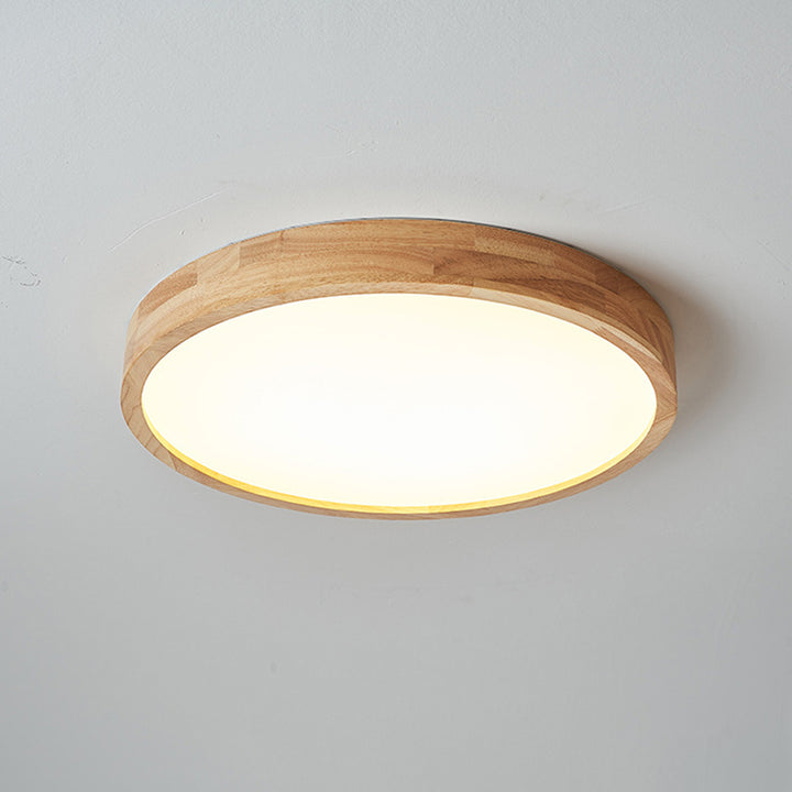 Moderne minimalistische runde LED-Deckenleuchte aus Acryl und Massivholz für das Schlafzimmer 