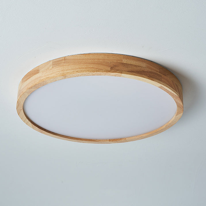 Moderne minimalistische runde LED-Deckenleuchte aus Acryl und Massivholz für das Schlafzimmer 