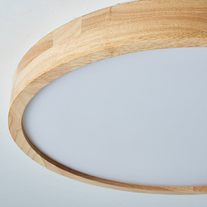 Moderne minimalistische runde LED-Deckenleuchte aus Acryl und Massivholz für das Schlafzimmer 