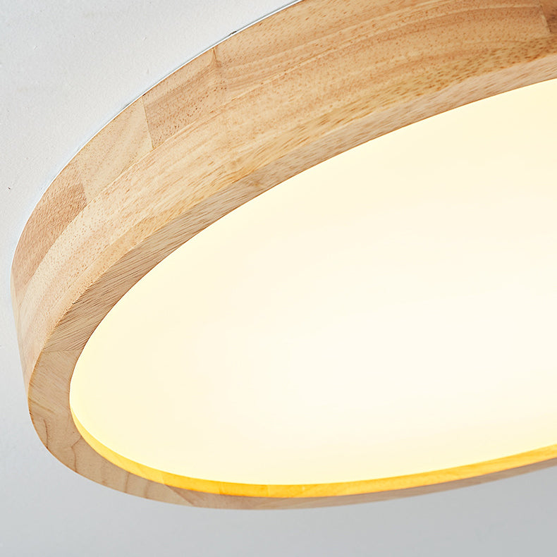 Moderne minimalistische runde LED-Deckenleuchte aus Acryl und Massivholz für das Schlafzimmer 