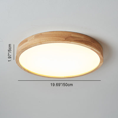 Luz de techo LED de montaje empotrado redonda minimalista moderna de acrílico y madera para dormitorio 