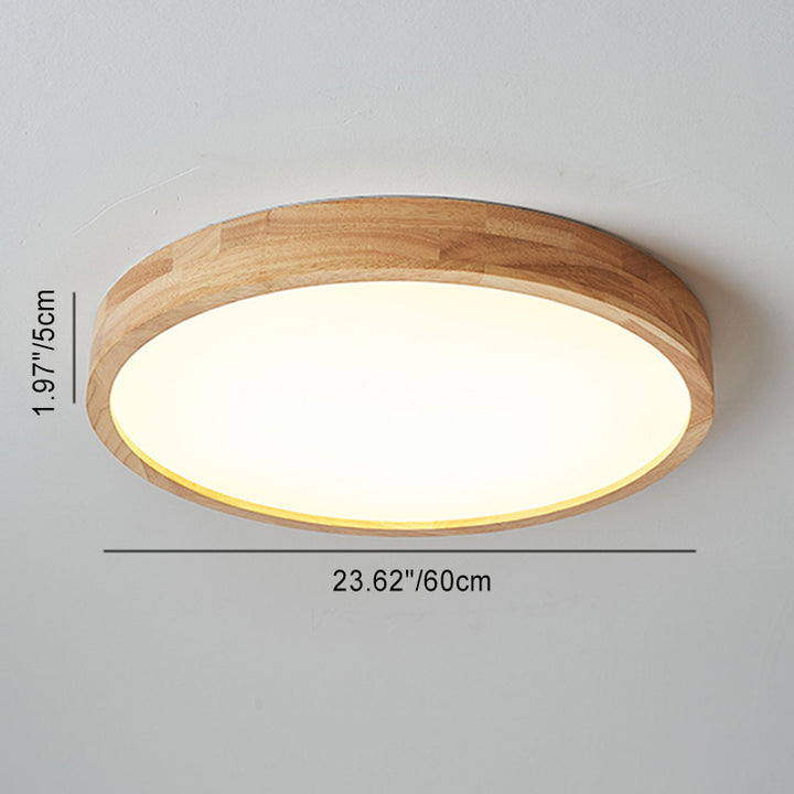 Moderne minimalistische runde LED-Deckenleuchte aus Acryl und Massivholz für das Schlafzimmer 