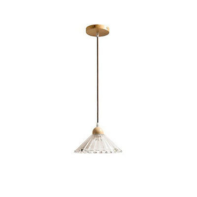 Lámpara colgante moderna minimalista redonda de vidrio con flor y madera maciza de 1 luz para dormitorio 