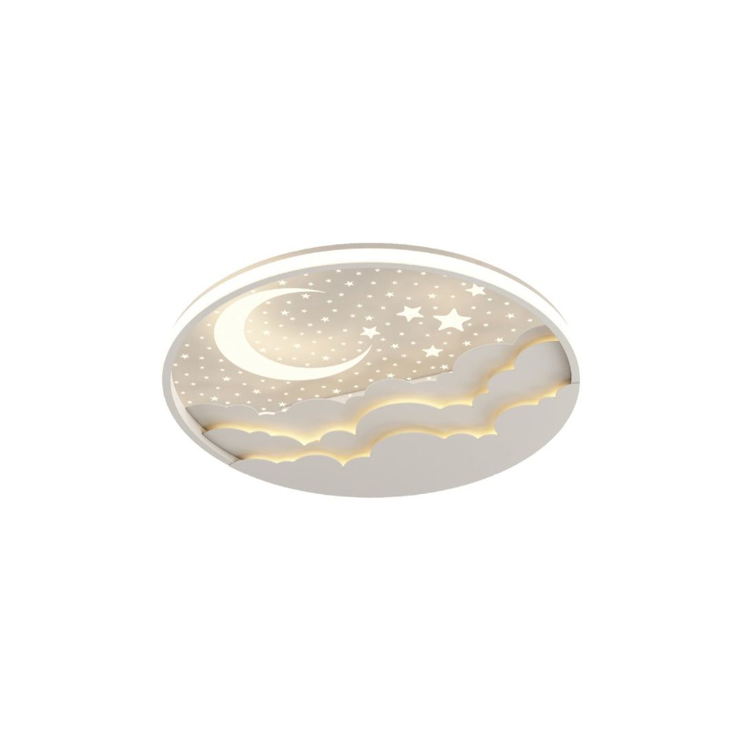 Moderne Art Deco Mond Voller Sterne Wolken Runde Acryl Eisen LED Unterputz Deckenleuchte Für Schlafzimmer 