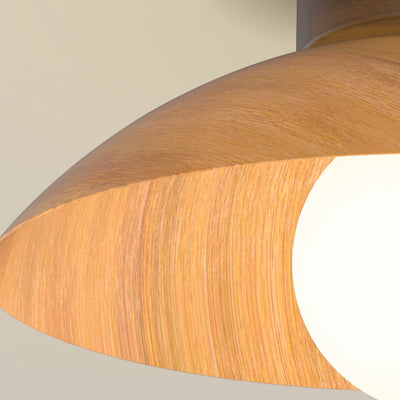 Plafonnier moderne minimaliste rond en verre, bois et fer à 1 lumière pour salon 