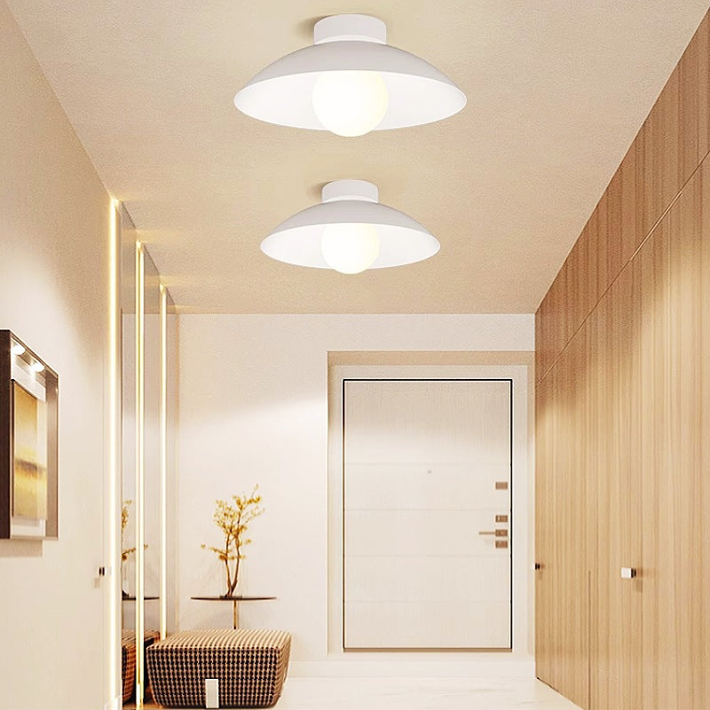 Plafonnier moderne minimaliste rond en verre, bois et fer à 1 lumière pour salon 