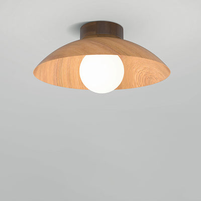 Plafonnier moderne minimaliste rond en verre, bois et fer à 1 lumière pour salon 