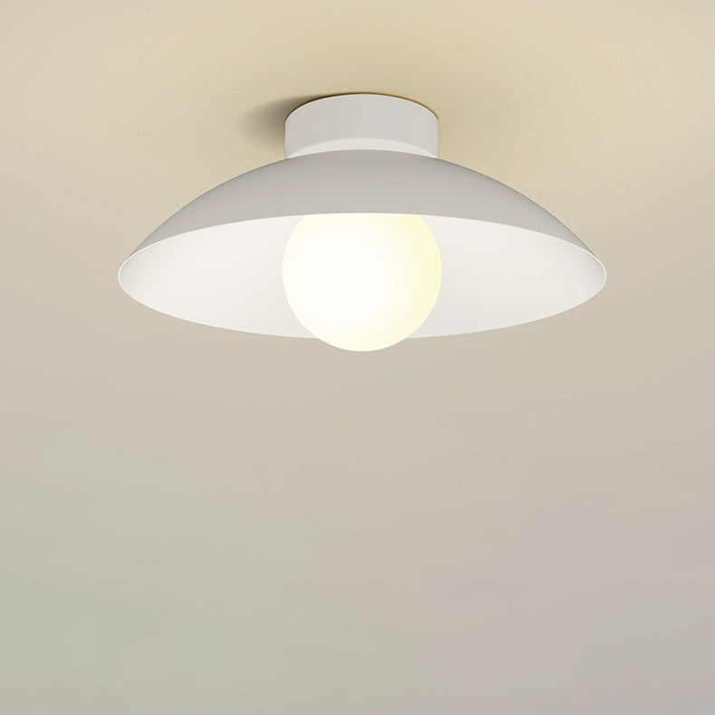 Plafonnier moderne minimaliste rond en verre, bois et fer à 1 lumière pour salon 