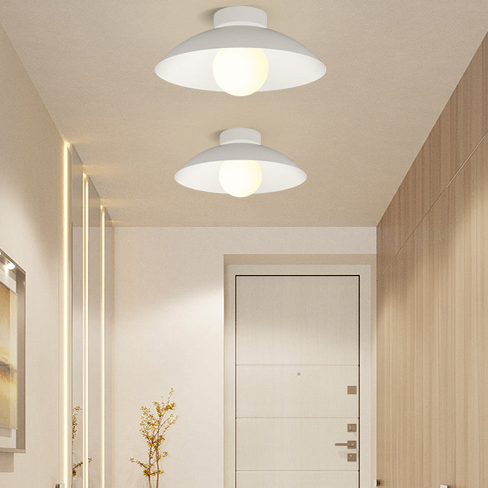 Plafonnier moderne minimaliste rond en verre, bois et fer à 1 lumière pour salon 