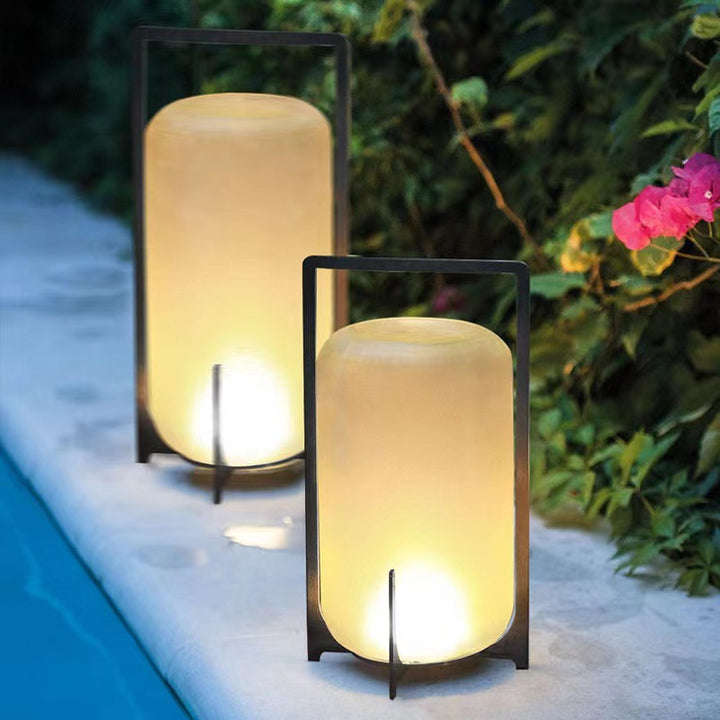 Lanterne chinoise traditionnelle ronde solaire étanche en verre acier inoxydable LED lumière extérieure pour jardin 