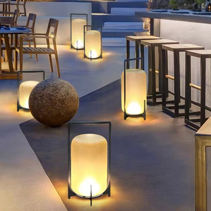 Lanterne chinoise traditionnelle ronde solaire étanche en verre acier inoxydable LED lumière extérieure pour jardin 