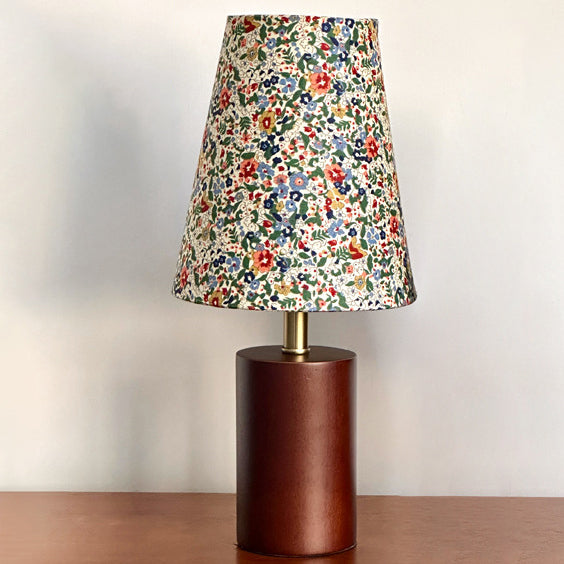 Lampe de table 1 lumière en tissu PVC en bois massif à colonne ronde avec fleurs écrasées vintage traditionnelle pour chambre 
