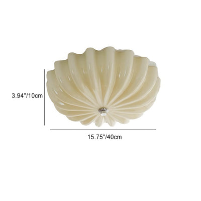 Luz de techo LED empotrada moderna minimalista con patrón de ondas crema y hardware de vidrio redondo para dormitorio 