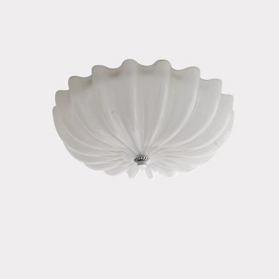 Luz de techo LED empotrada moderna minimalista con patrón de ondas crema y hardware de vidrio redondo para dormitorio 