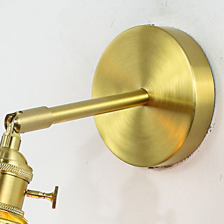 Lámpara de Aplique de Pared de 1 Luz de Cobre con Vidrio Redondo de Concha Tradicional Francesa para Dormitorio 