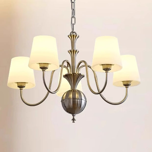Lustre en fer avec branches rondes en verre traditionnel français 5/6/8 lumières pour salon 
