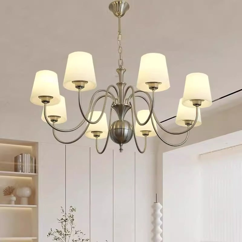 Lustre en fer avec branches rondes en verre traditionnel français 5/6/8 lumières pour salon 