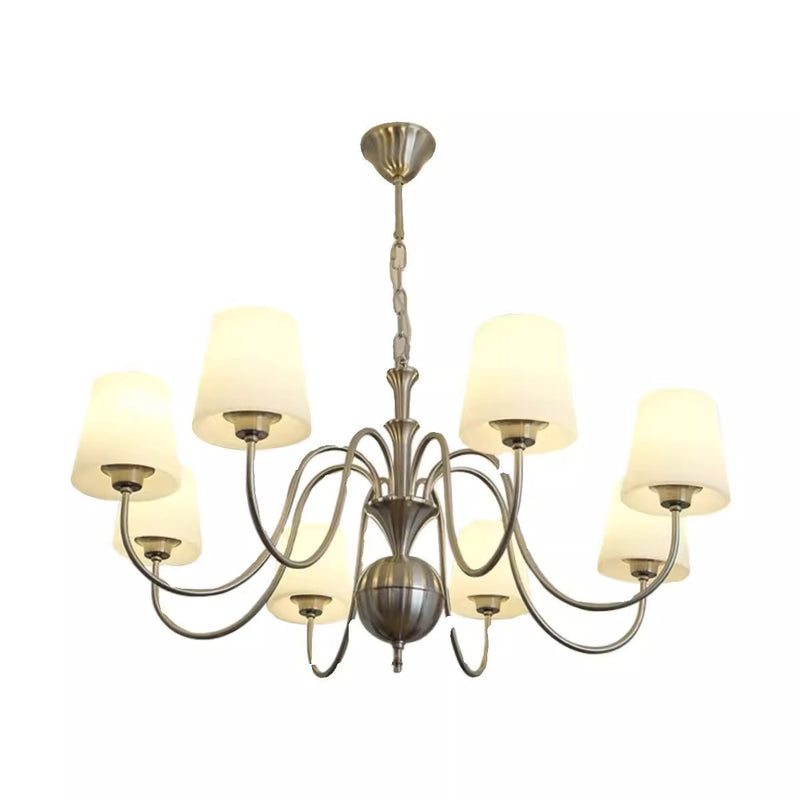 Lustre en fer avec branches rondes en verre traditionnel français 5/6/8 lumières pour salon 