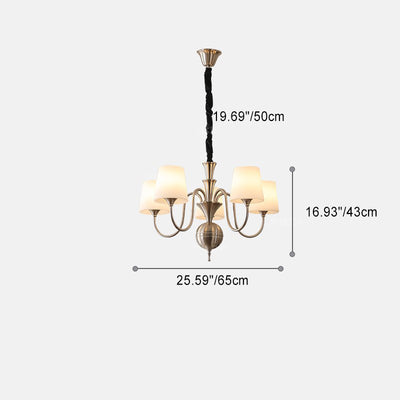 Lustre en fer avec branches rondes en verre traditionnel français 5/6/8 lumières pour salon 