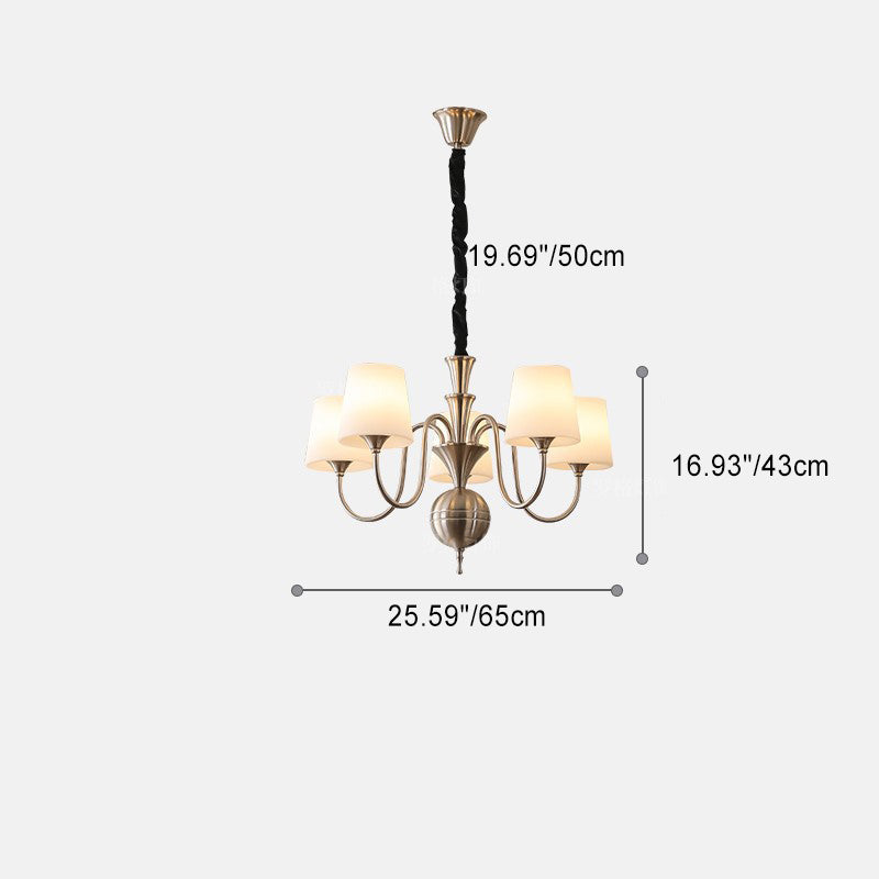 Lustre en fer avec branches rondes en verre traditionnel français 5/6/8 lumières pour salon 