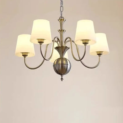 Lustre en fer avec branches rondes en verre traditionnel français 5/6/8 lumières pour salon 