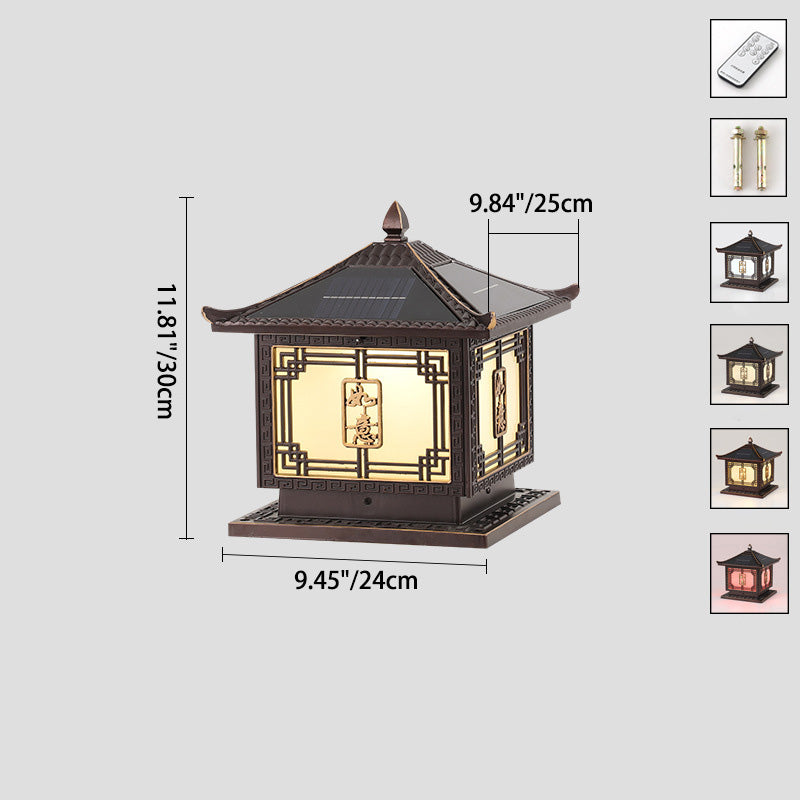 Lumière extérieure LED en aluminium et verre étanche solaire Ruyi pour jardin, patio carré traditionnel chinois 