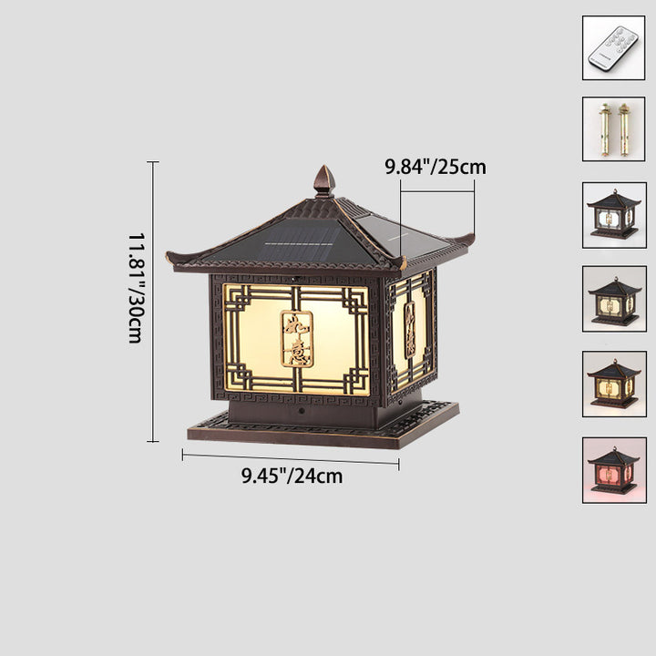 Lumière extérieure LED en aluminium et verre étanche solaire Ruyi pour jardin, patio carré traditionnel chinois 