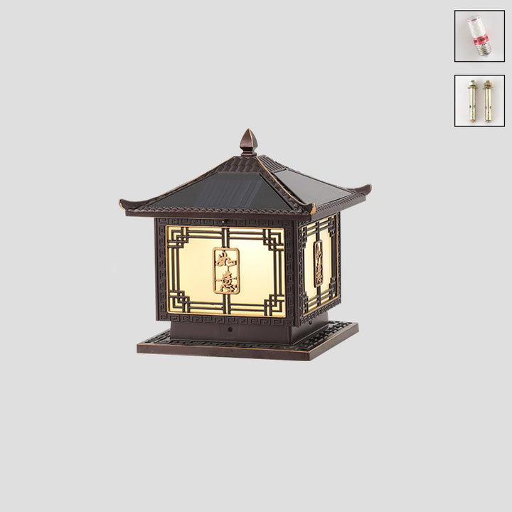 Lumière extérieure LED en aluminium et verre étanche solaire Ruyi pour jardin, patio carré traditionnel chinois 