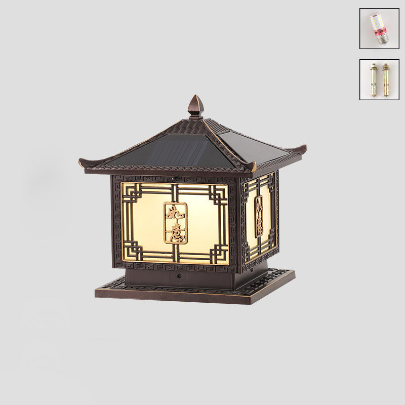 Lumière extérieure LED en aluminium et verre étanche solaire Ruyi pour jardin, patio carré traditionnel chinois 