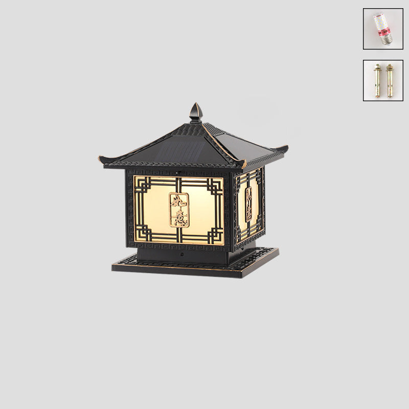 Lumière extérieure LED en aluminium et verre étanche solaire Ruyi pour jardin, patio carré traditionnel chinois 