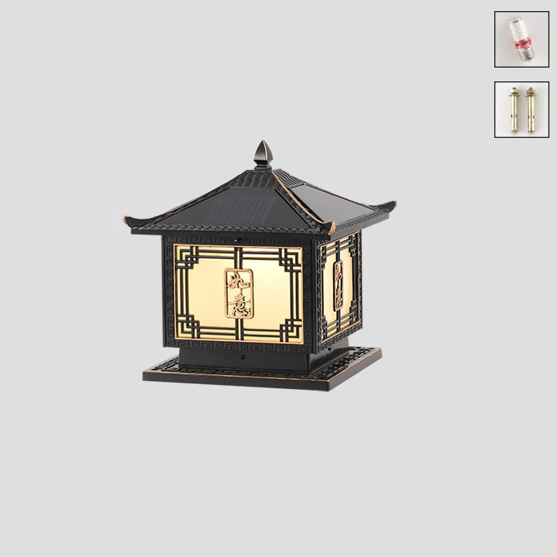 Lumière extérieure LED en aluminium et verre étanche solaire Ruyi pour jardin, patio carré traditionnel chinois 