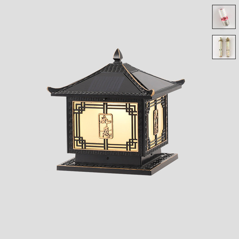 Lumière extérieure LED en aluminium et verre étanche solaire Ruyi pour jardin, patio carré traditionnel chinois 