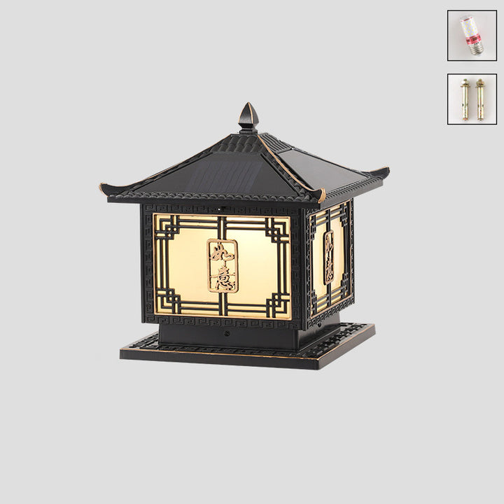 Lumière extérieure LED en aluminium et verre étanche solaire Ruyi pour jardin, patio carré traditionnel chinois 