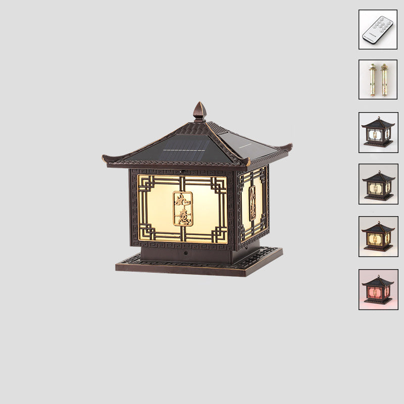 Lumière extérieure LED en aluminium et verre étanche solaire Ruyi pour jardin, patio carré traditionnel chinois 