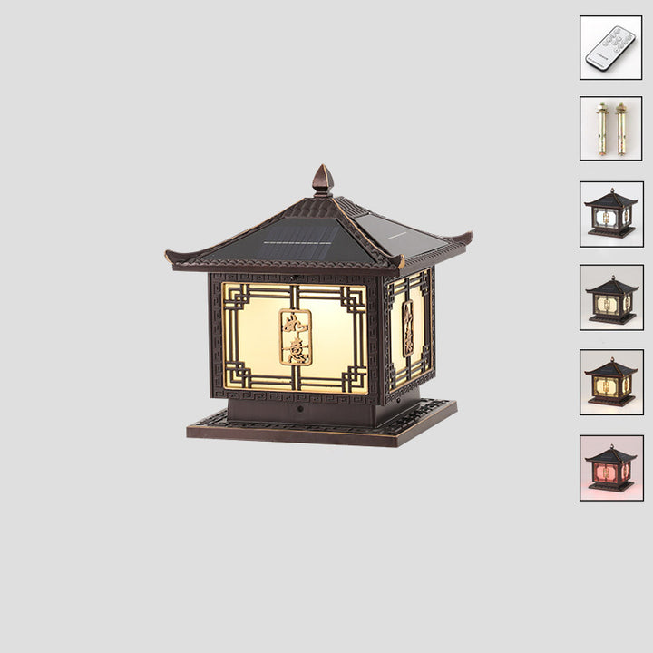 Lumière extérieure LED en aluminium et verre étanche solaire Ruyi pour jardin, patio carré traditionnel chinois 