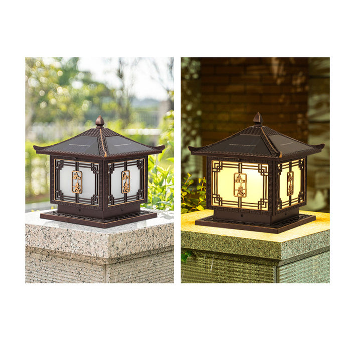 Lumière extérieure LED en aluminium et verre étanche solaire Ruyi pour jardin, patio carré traditionnel chinois 