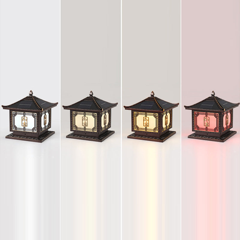 Lumière extérieure LED en aluminium et verre étanche solaire Ruyi pour jardin, patio carré traditionnel chinois 
