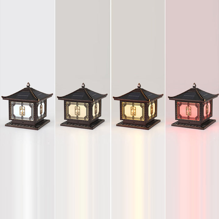 Lumière extérieure LED en aluminium et verre étanche solaire Ruyi pour jardin, patio carré traditionnel chinois 