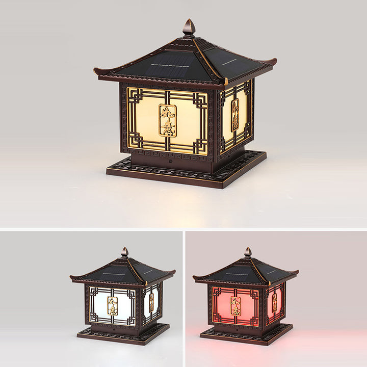 Lumière extérieure LED en aluminium et verre étanche solaire Ruyi pour jardin, patio carré traditionnel chinois 