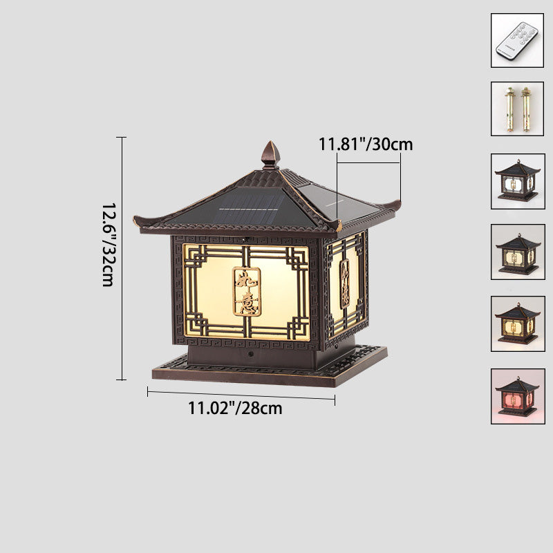 Lumière extérieure LED en aluminium et verre étanche solaire Ruyi pour jardin, patio carré traditionnel chinois 