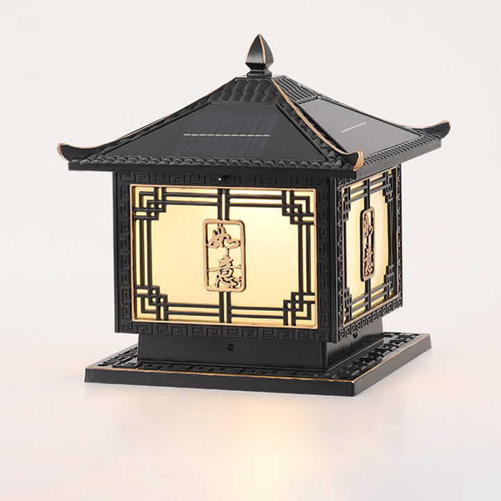 Lumière extérieure LED en aluminium et verre étanche solaire Ruyi pour jardin, patio carré traditionnel chinois 