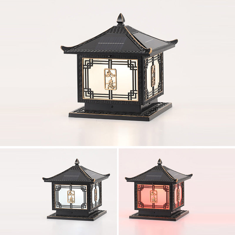 Lumière extérieure LED en aluminium et verre étanche solaire Ruyi pour jardin, patio carré traditionnel chinois 