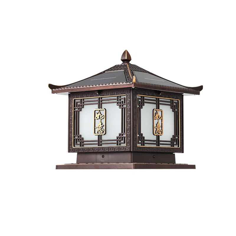 Lumière extérieure LED en aluminium et verre étanche solaire Ruyi pour jardin, patio carré traditionnel chinois 